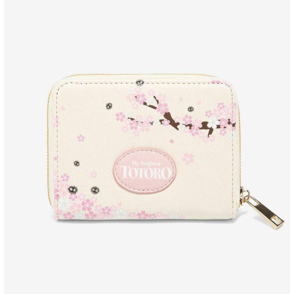 Studio Ghibli My Neighbor Totoro Wallet Sakura Soot Sprite Floral Zip Around - Picture 2 of 3